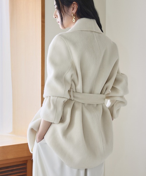 ELFRANK ノーカラーコート コート 「ウール90％＋アルパカ10