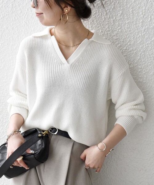 SHIPS any ニット セーター any:「手洗い可能」コットン ミックス