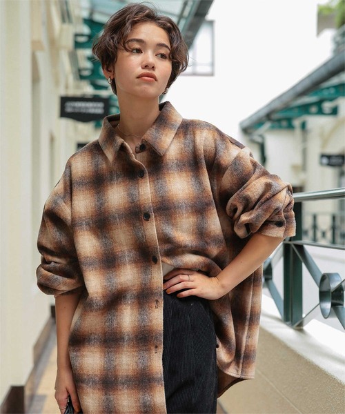 titivate（ティティベイト） ブラウス シャツ 起毛チェックオーバー