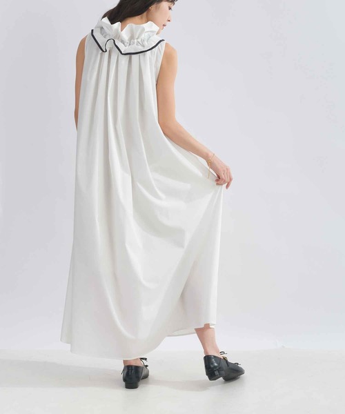 PICCIN PERLA ワンピース リボンタイフリルノースリーブワンピース