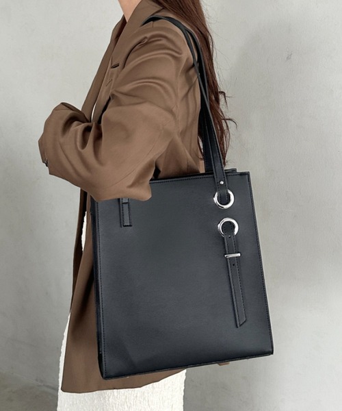 トートバッグ 「A4収納可能」スクエア自立PUトートバッグ レディース