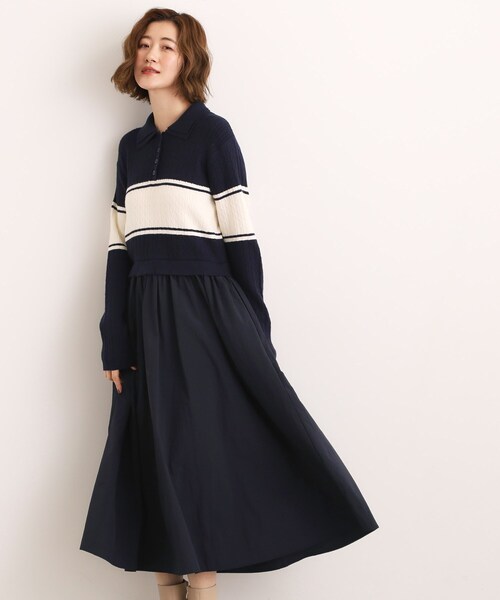 grove（グローブ） ワンピース 「時短コーデ」ポロニットドッキング