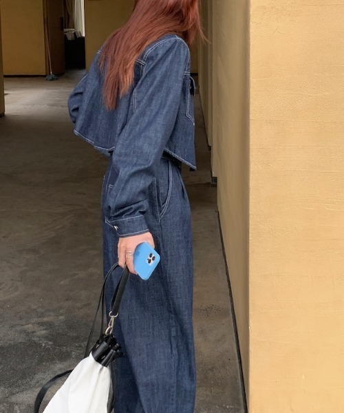 FAVORITO セットアップ 襟付きシングルブレストポケット付きデニム2点