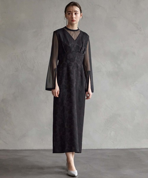 AIMER（エメ） ドレス チュールブラウス付きジャカードIライン