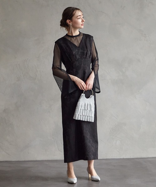 AIMER（エメ） ドレス チュールブラウス付きジャカードIライン