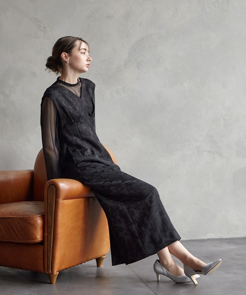 AIMER（エメ） ドレス チュールブラウス付きジャカードIライン