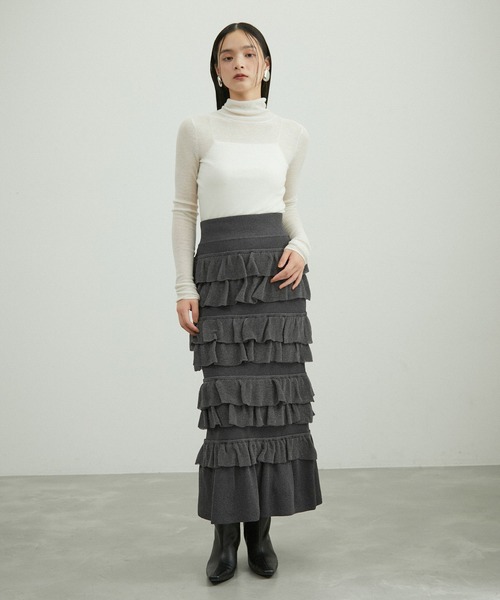 ADAM ET ROPE'（アダムエロペ） スカート フリルニットスカート