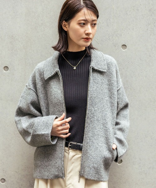 LAKOLE（ラコレ） ブルゾン アウター 襟付きZIPニットブルゾン