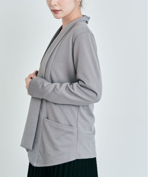 ジャケット テーラードジャケット ショール カラー ノーボタン