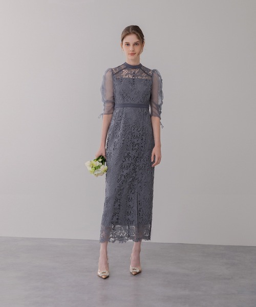 Leja（レジャ） ドレス 「LEJA」シアーレースパフスリーブスリットI