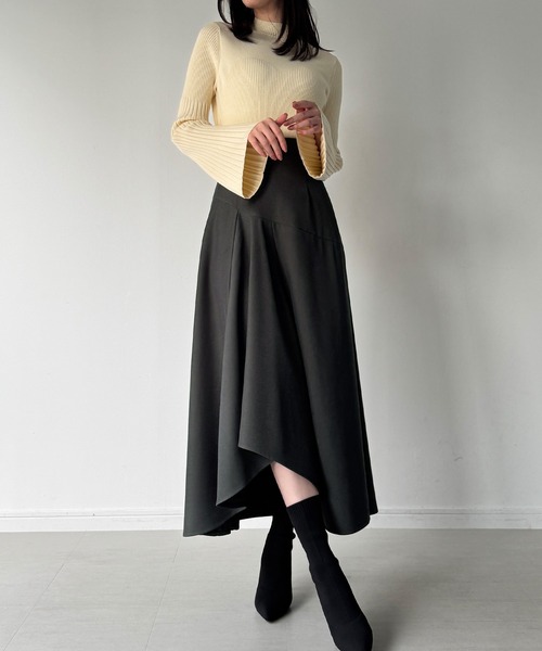 JUNOAH（ジュノア） スカート ラッフルレースアップスカート(裏地なし