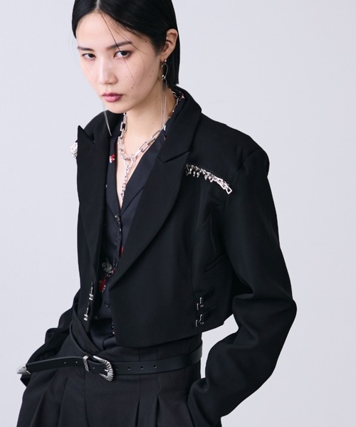 MONOe ジャケット テーラードジャケット ZIPショルダーショート丈