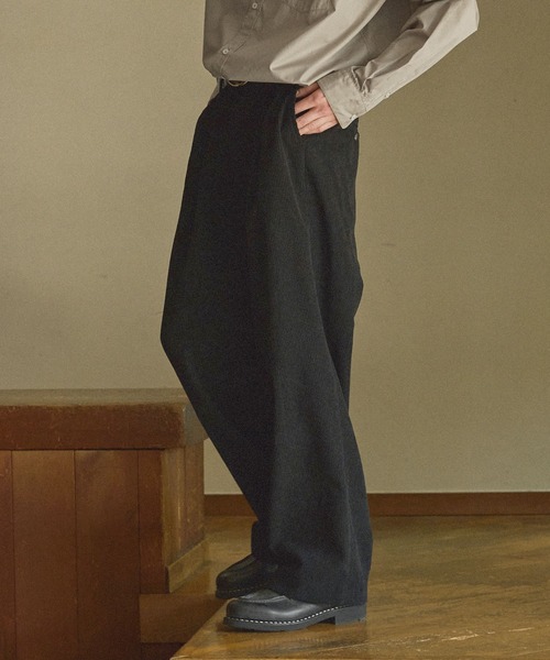 Bleme スラックス コーデュロイワンタックワイドスラックスパンツ