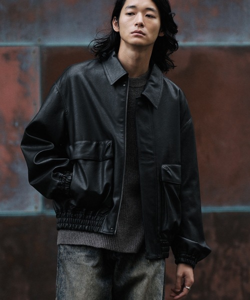 WYM LIDNM ブルゾン アウター ARTIFICIAL GRAIN SHORT BLOUSON メンズ