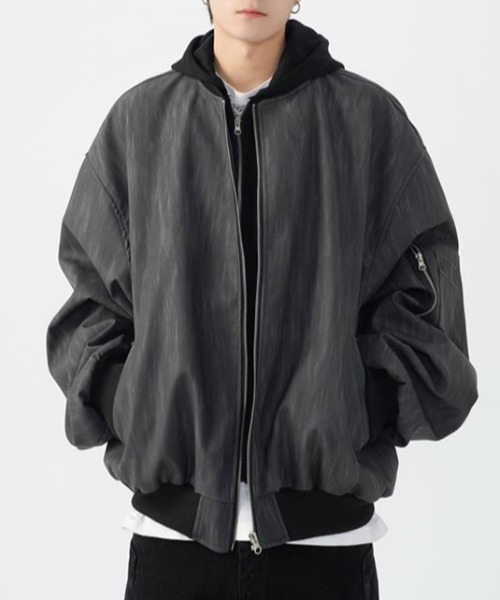 link lot ma1 ma-1 「25年秋冬新作」フェイクレイヤードダブルジップ