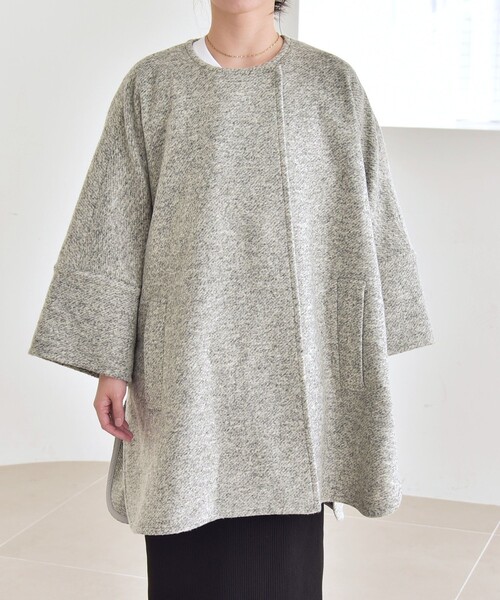 quaranciel ノーカラーコート コート quaranciel: スライバー ウール