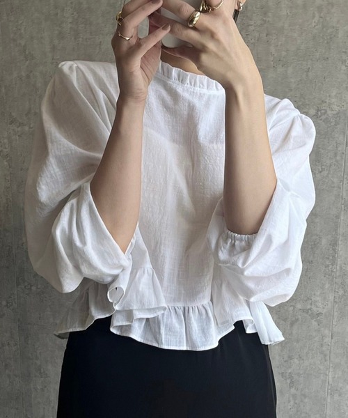 ブラウス シャツ ショート丈フリルブラウス レディース : ZOZOTOWN