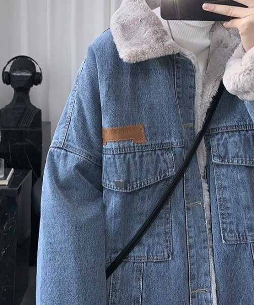 link lot デニムジャケット gジャン 裏フェイクファーデニムビッグ