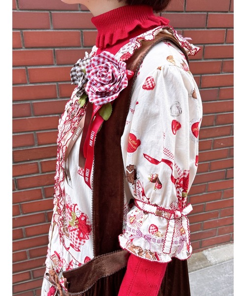 PINK HOUSE（ピンクハウス） ブローチ ギンガムチェックローズ