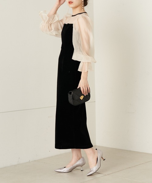 Chico（チコ） ドレス 「SALON by Chico限定」配色シースルータイト