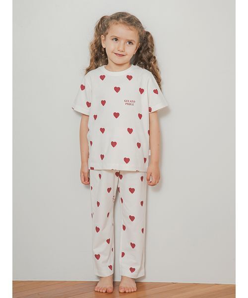 gelato pique（ジェラートピケ） パジャマ 「KIDS」ハート柄Tシャツ