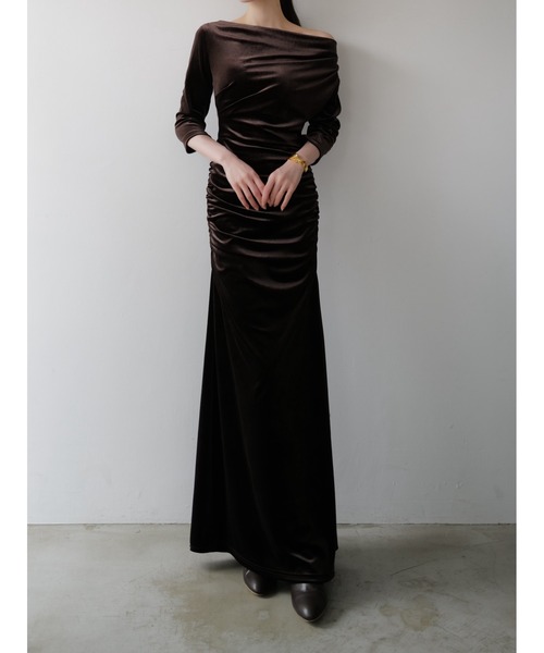 celon ワンピース shirring drape velour dress : ZOZOTOWN Yahoo!店