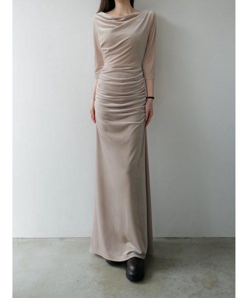 celon ワンピース shirring drape velour dress : ZOZOTOWN Yahoo!店