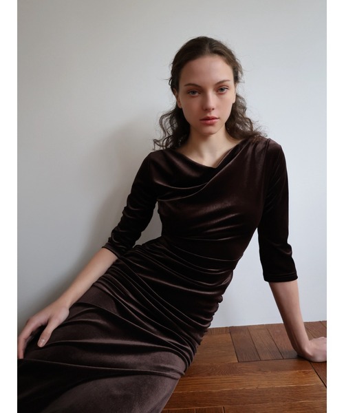 celon ワンピース shirring drape velour dress : ZOZOTOWN Yahoo!店