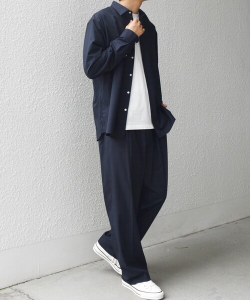 SHIPS any スラックス any: LIM BLESS ソリッド/ストライプ 2プリーツ