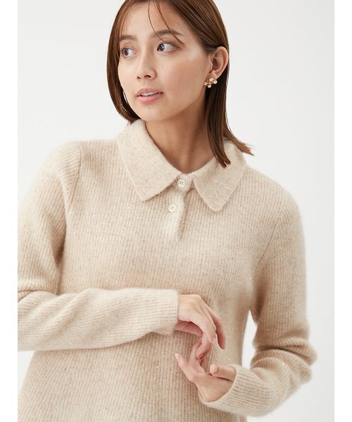 Mila Owen（ミラオーウェン） ポロシャツ ポロ 4WAYモヘヤラメペプラム