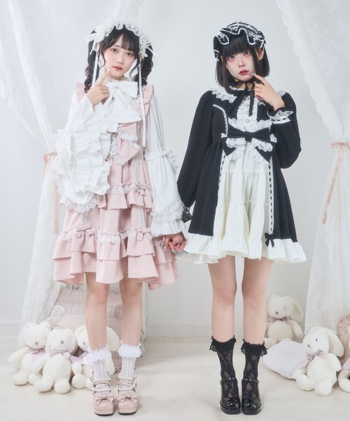 DearMyLove ジャンパースカート フリルたっぷりはしごレースリボン