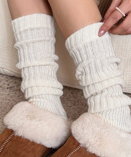 COCOMOMO レッグウォーマー くしゅっとルーズ リブニットレッグ