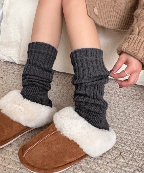 COCOMOMO レッグウォーマー くしゅっとルーズ リブニットレッグ