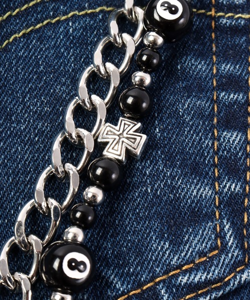 1004ST ウォレットチェーン 1004ST 2連 シルバー 8ボール ウォレット