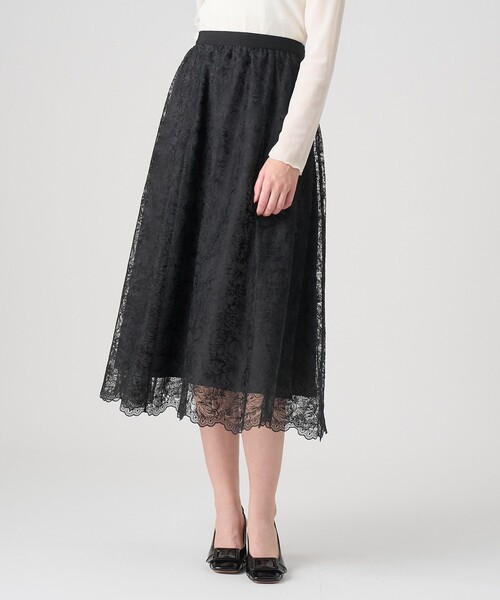 ANAYI（アナイ） スカート レースフラワーチュールギャザー スカート