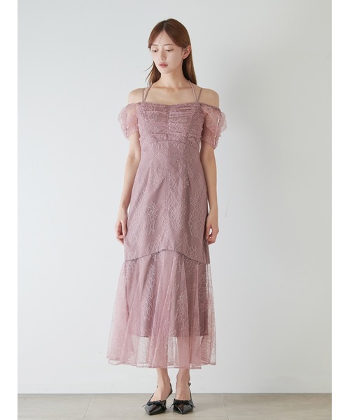 SNIDEL（スナイデル） ワンピース ギャザードレープレースドレス
