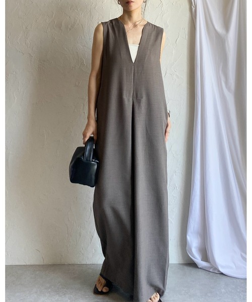 She's Closet サロペット オーバーオール 深Vネックフロントタック