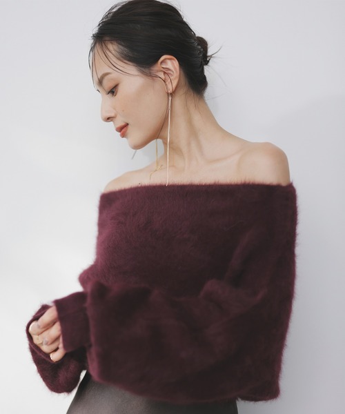 anuans（アニュアンス） ニット ラクーンフォックスオフショルニット