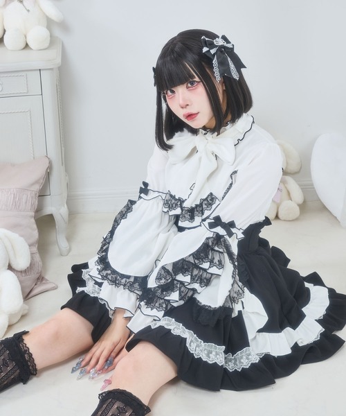 DearMyLove スカート カシュクールフリルたっぷりリボンミニスカート