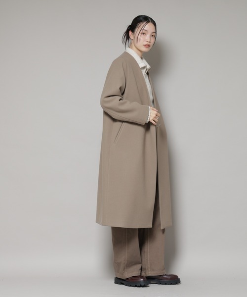 NANO universe（ナノ・ユニバース） ノーカラーコート コート Vネック