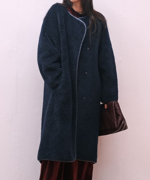 AKTE（アクテ） ノーカラーコート コート ロングボアコート レディース