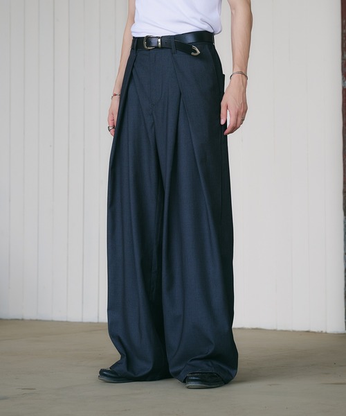 Adoon plain スラックス CROSS TUCK WIDE SLACKS PANTS / クロスタック