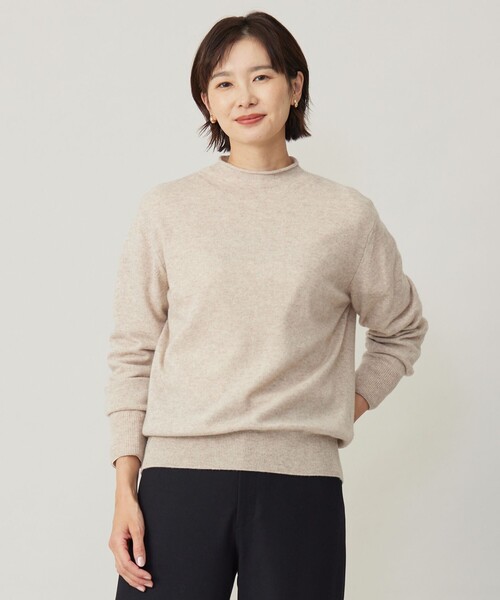 ニット セーター 「洗える」CASHMERE BLEND スタンドカラー レディース