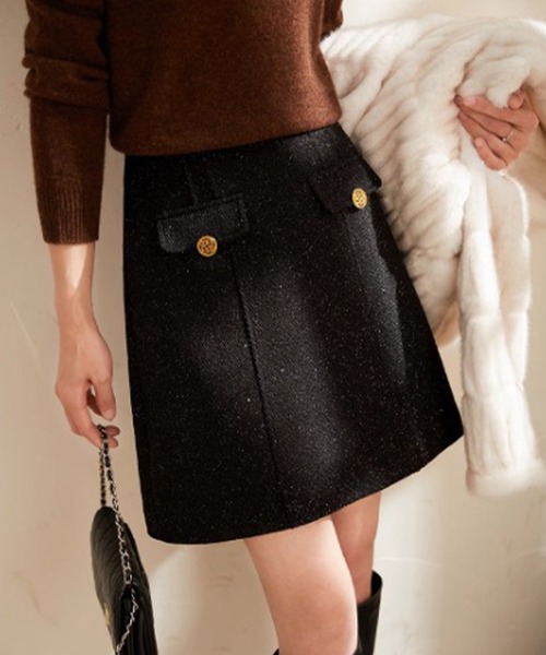 IRADOWL（アイラドール） スカート 飾りポケット台形ミニスカート