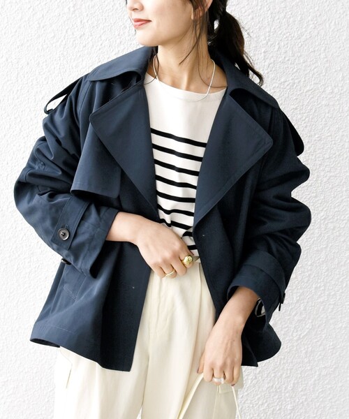 SHIPS any トレンチコート コート any: 「洗濯機可能」ショート