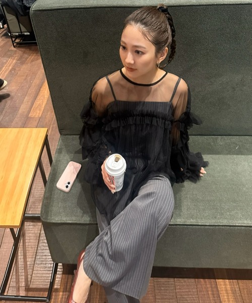 ANDRESD ドレス デコラティブチュールトップス / decorative tulle