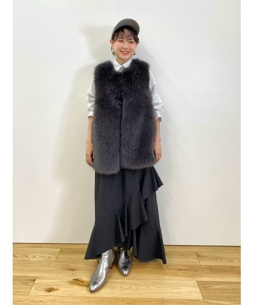 allureville（アルアバイル） ベスト ジレ フェイクフォックスジレ