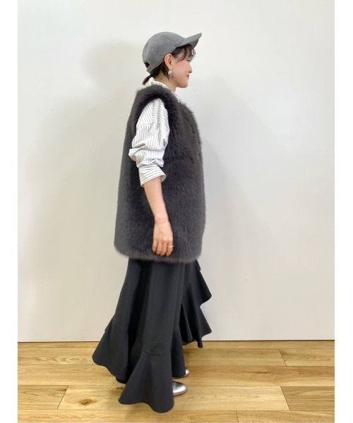 allureville（アルアバイル） ベスト ジレ フェイクフォックスジレ