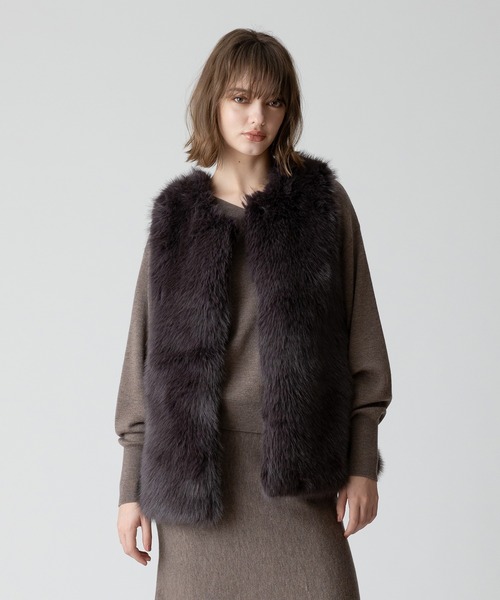 allureville（アルアバイル） ベスト ジレ フェイクフォックスジレ