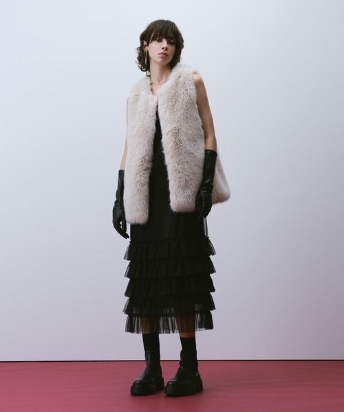 allureville（アルアバイル） ベスト ジレ フェイクフォックスジレ